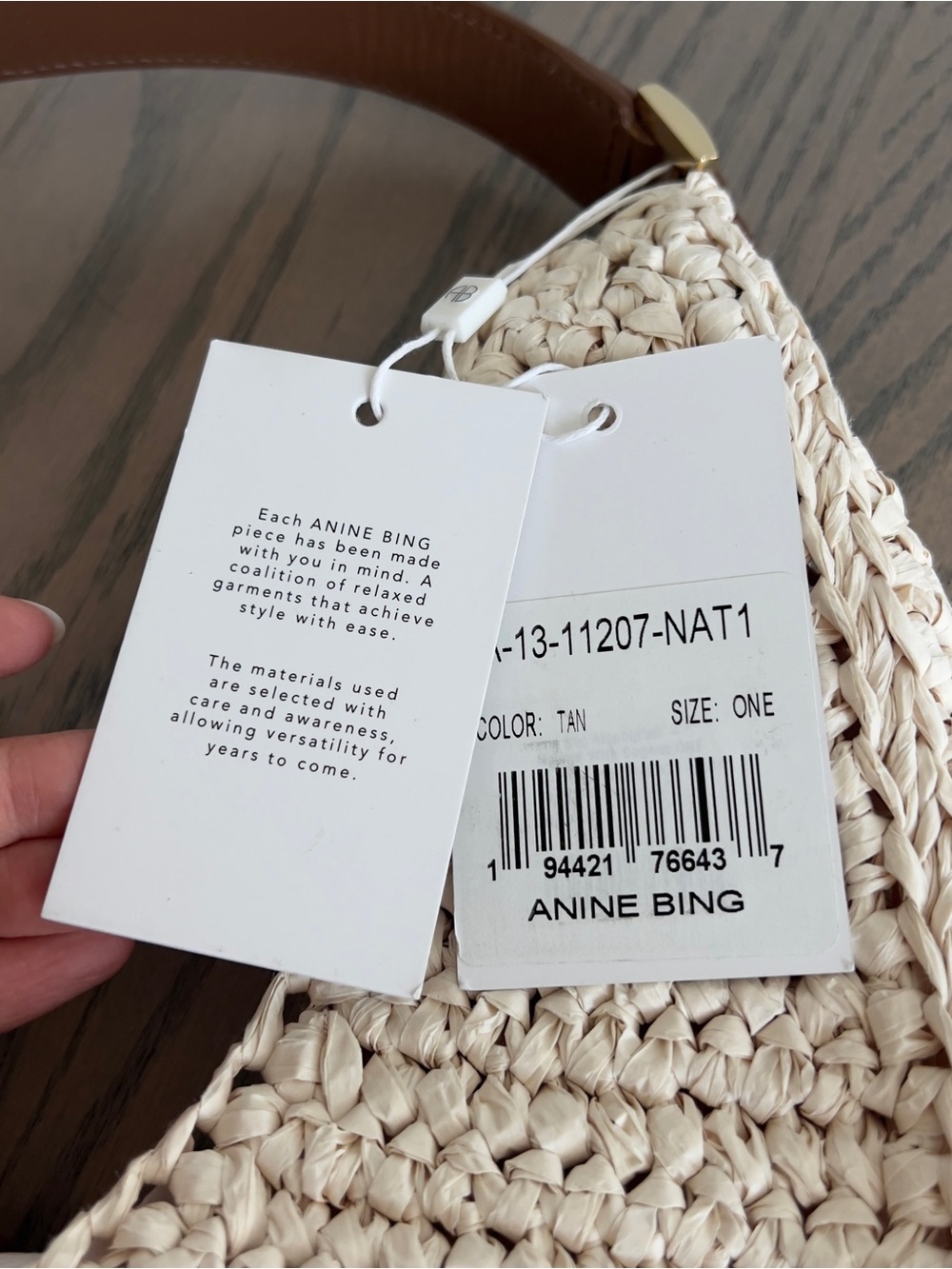 Anine Bing Raffia Lou Shoulder Bag Monogram NWT - Picture 8 of 11